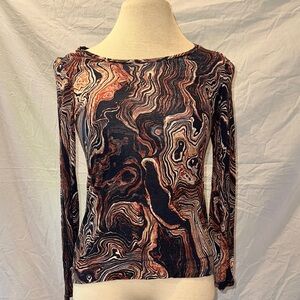 Simply Vera Vera Wang Marble Pattern Long Sleeve Blouse Medium